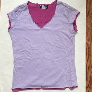Double-Layer V-Neck Women’s Top in Light Lavender and Magenta